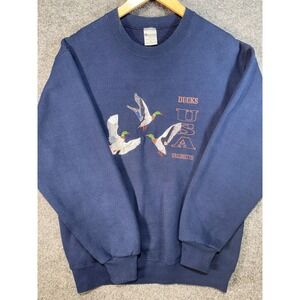 Marathon Apparel Ducks Unlimited Sweatshirt Mens Medium Blue Vintage USA Made